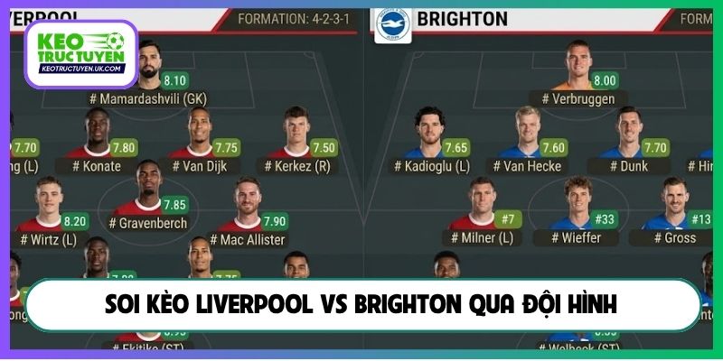 Soi kèo Liverpool vs Brighton qua đội hình